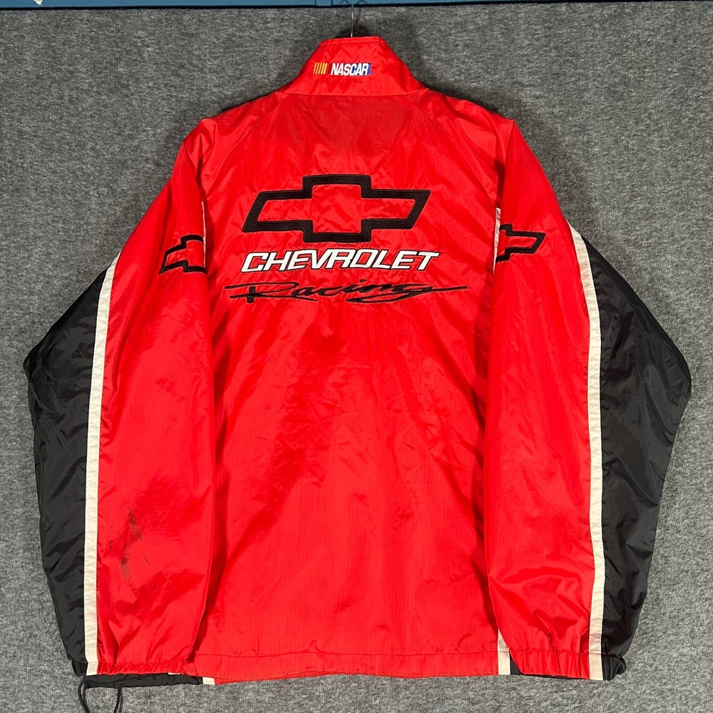 Vintage Champions NASCAR Chevrolet Racing Jacket Red Windbreaker Mens Large